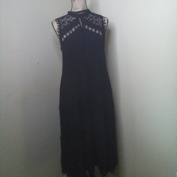 Fate Dress Women S Sleeveless Crochet Ruffle Boho Black - Picture 1 of 16